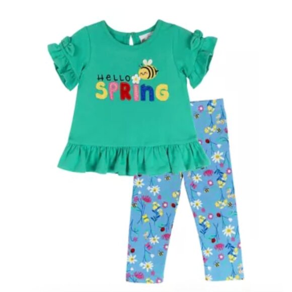 Hello Spring Baby Girls Ruffle Legging Outfit Set - Picture 1 of 4